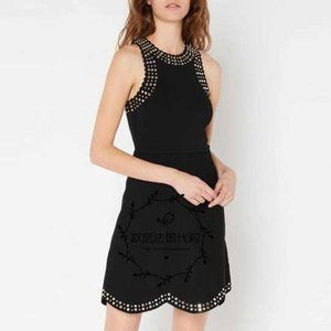 Sandro Embellished-trim stretch-knit dress